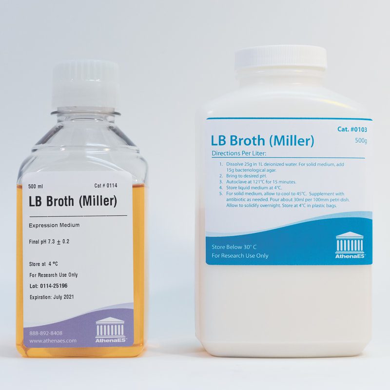 Two bottles of LB Broth (Miller).