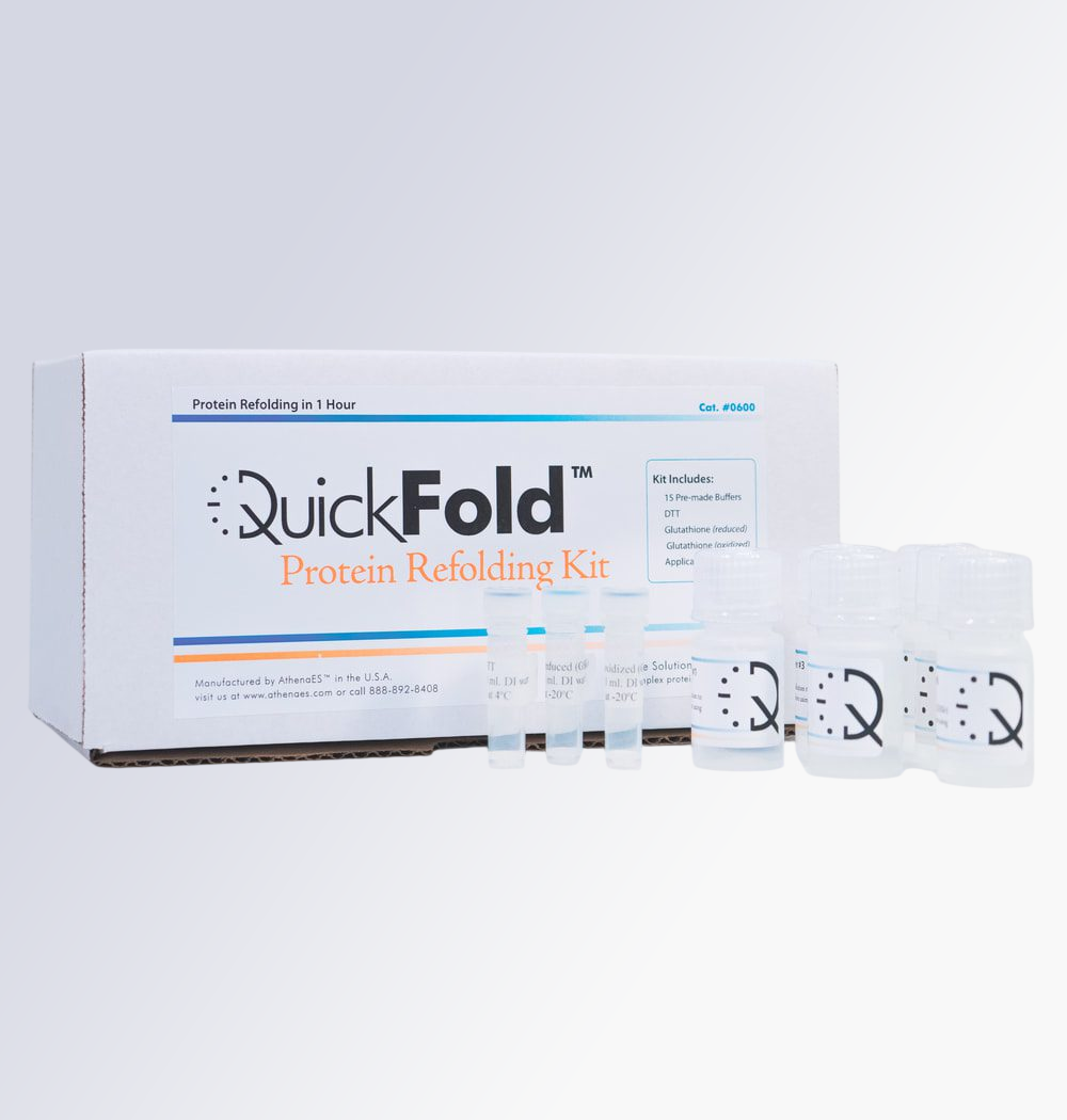 Protein refolding kit with bottles and box.