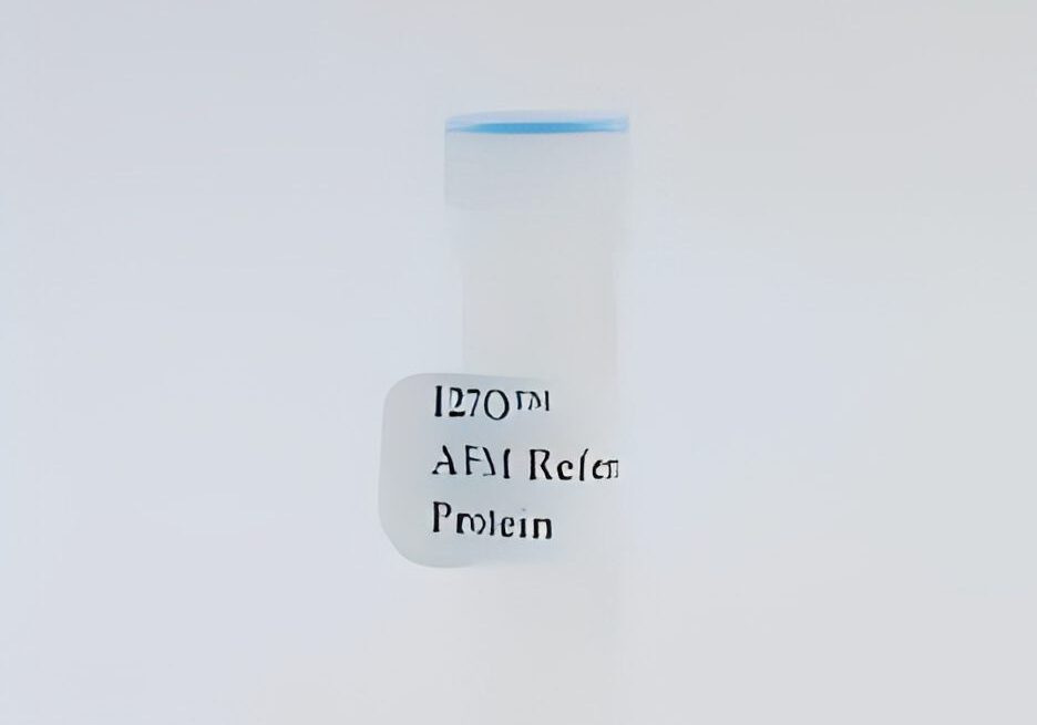 White test tube with blue cap.